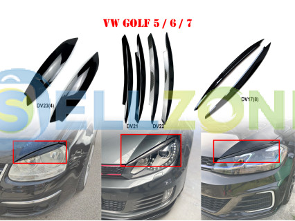 Φρυδάκια μπροστινών φαναριών για διάφορους τύπους VW Golf 5 6 7 2005-2018 - DV17-DV24